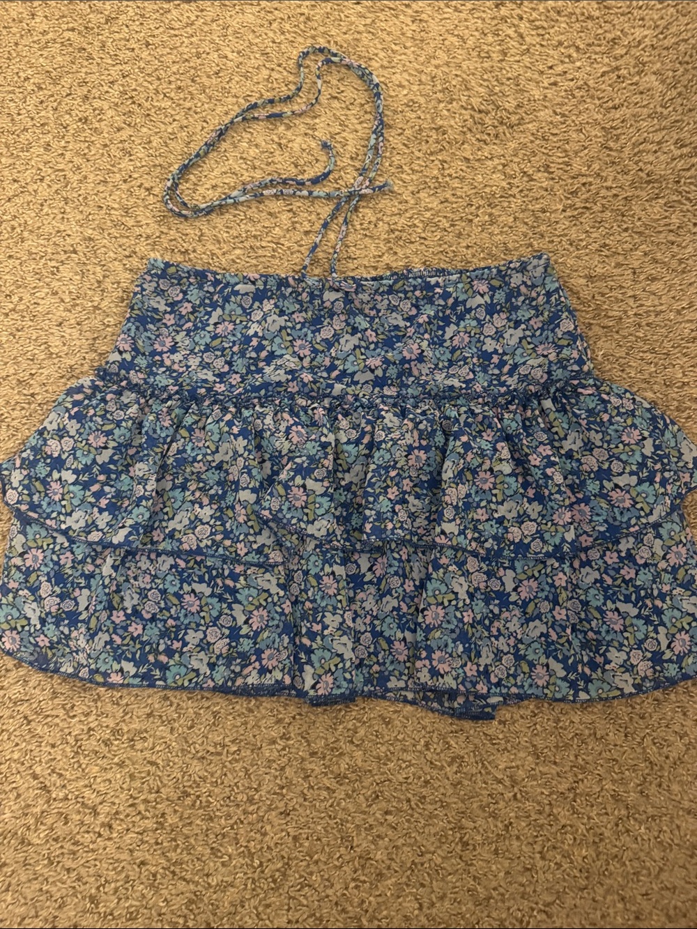 wild fable Blue Floral Tiered Mini Skirt